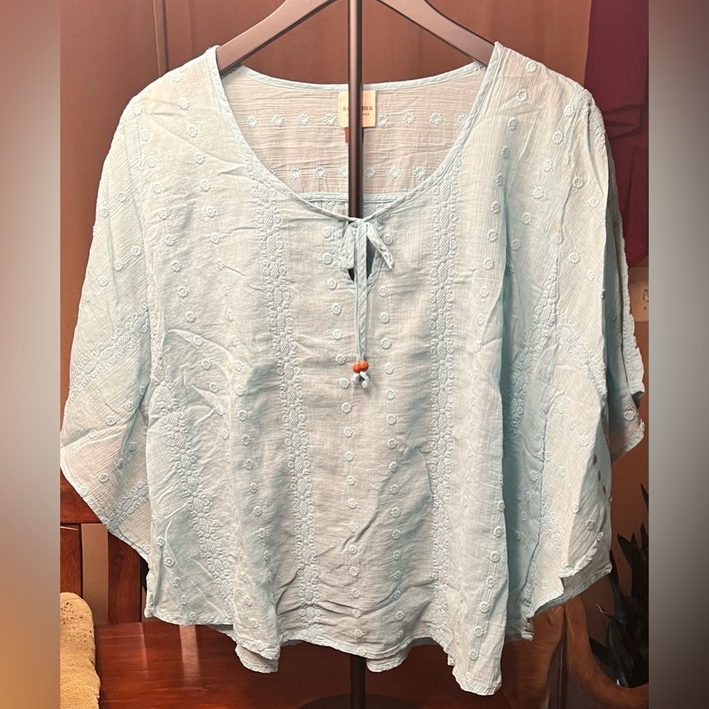 EUC Sonoma Light Blue Bat Wing Sleeve Women's Top Large